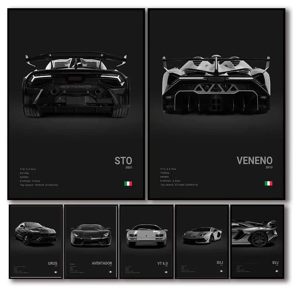 Canvanation Affiche Voiture Lamborghini Luxe Sto Veneno Urus Aventador SVJ