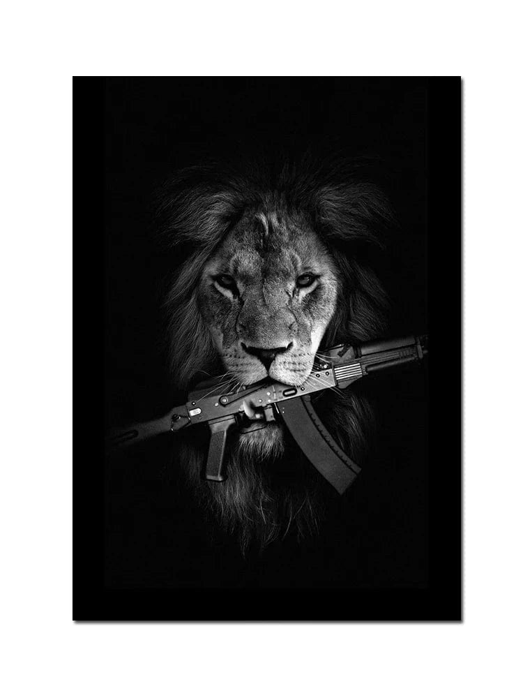 Canvanation Affiche Doberman Fusil Or