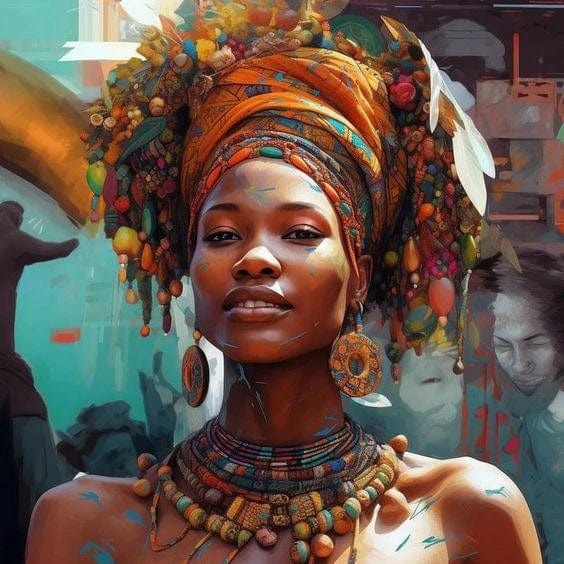Canvanation 18 / 50x50cm Affiche Africain Femmes Et Enfants