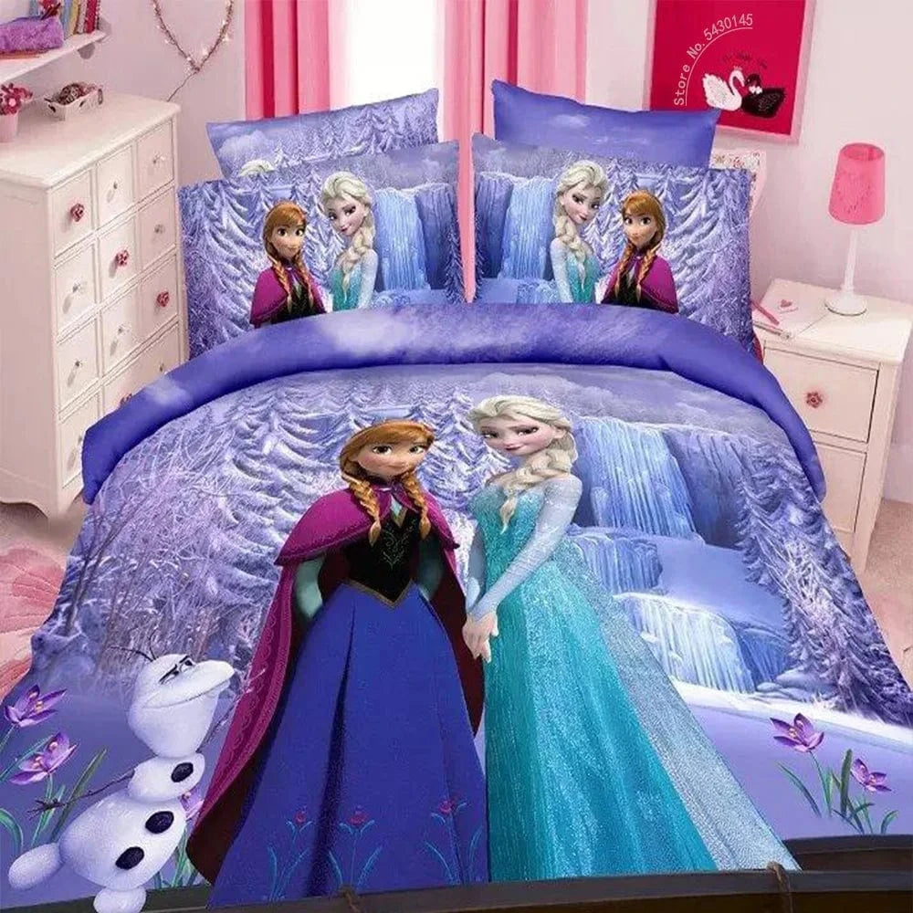 Canvanation 9 / Single(3pcs) 150 x 200 cm Housse De Couette - Disney Frozen Elsa Raiponce Princess Fille Garçon