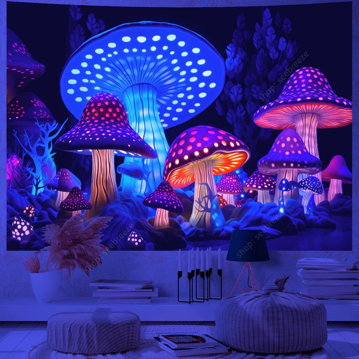 Canvanation WF2083 / 130x150cm Tapisserie Champignon Fantastique Réactif UV