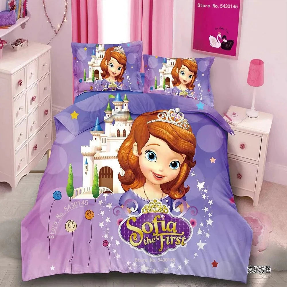 Canvanation 18 / Single(3pcs) 150 x 200 cm Housse De Couette - Disney Frozen Elsa Raiponce Princess Fille Garçon