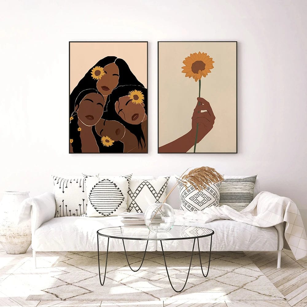 Canvanation Affiche Femme Africaine Fleurs