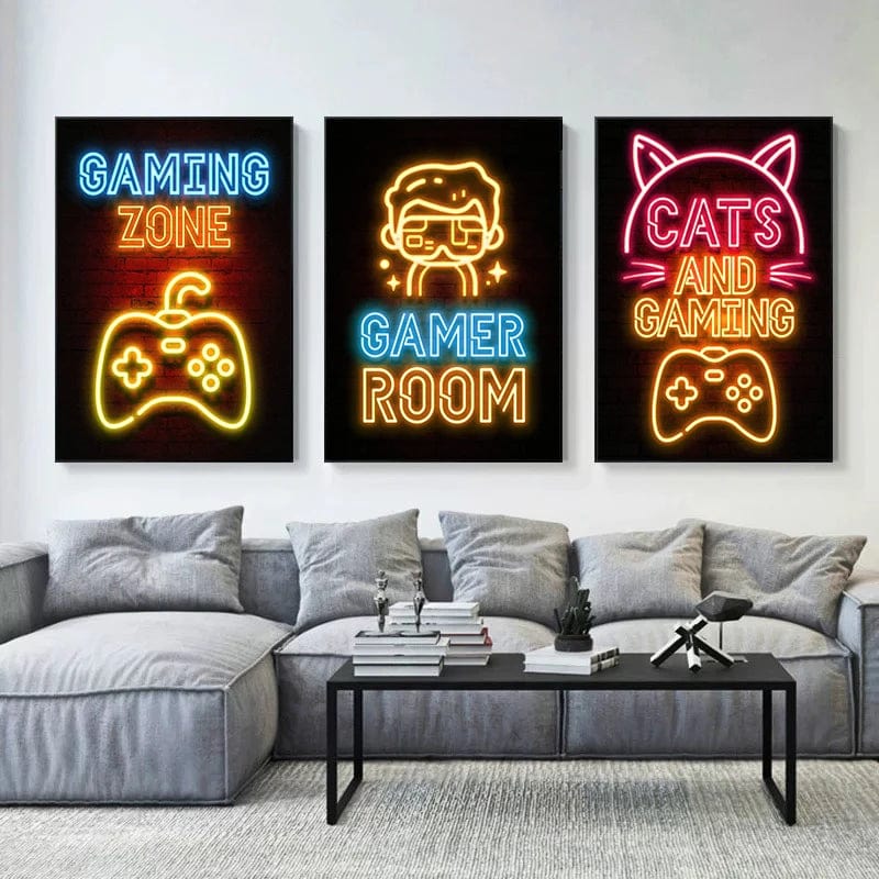 Canvanation Affiche Neon Art Gaming Zone