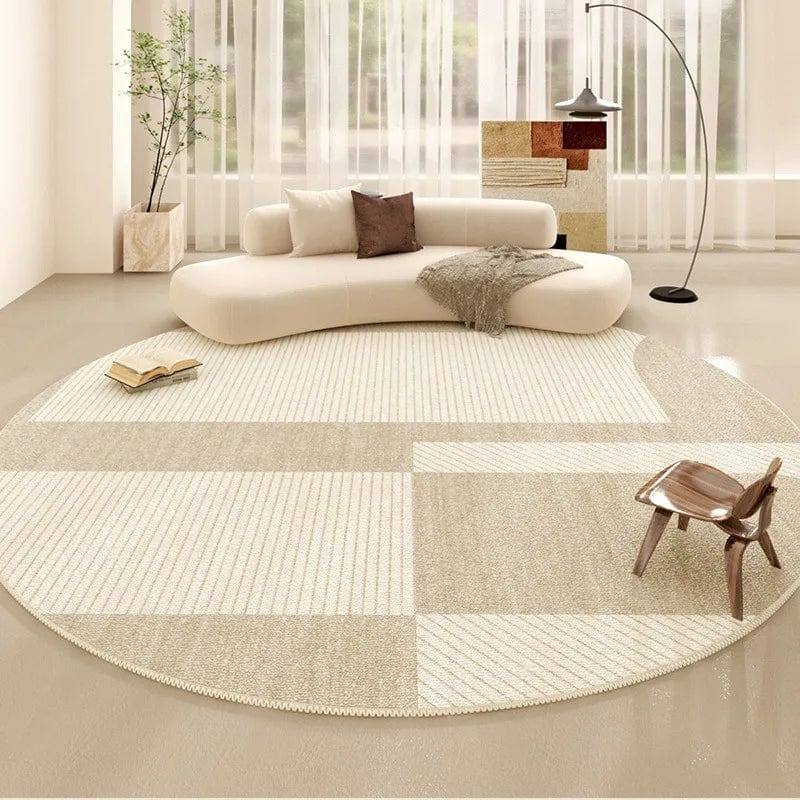 Canvanation 10 / Diametre 120cm-47in Tapis De Salon Rond Beige Salon
