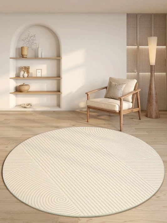 Canvanation L / 140x140CM Tapis Rond Moderne à Rayures – Super Doux Et Résistant Au Temps