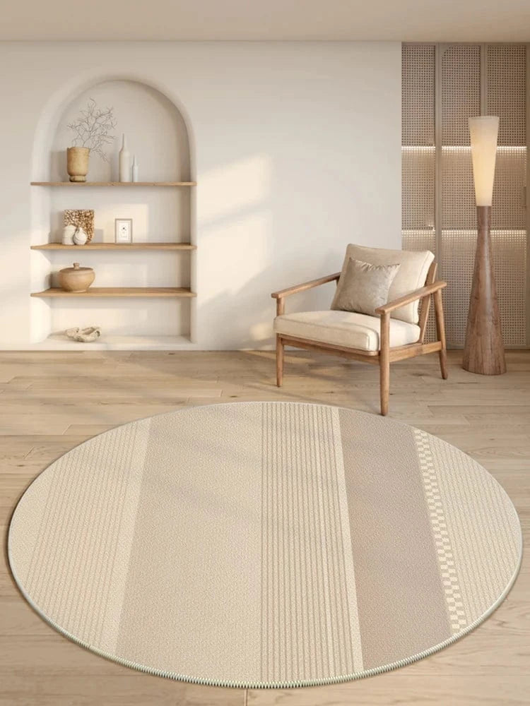 Canvanation D / 140x140CM Tapis Rond Moderne à Rayures – Super Doux Et Résistant Au Temps