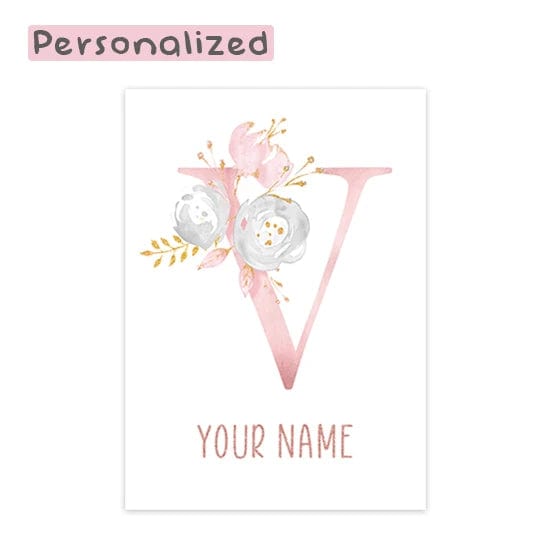 Canvanation Letter V / 40x60cm Affiche Prénom Personnalisé Pour Chambre Fille