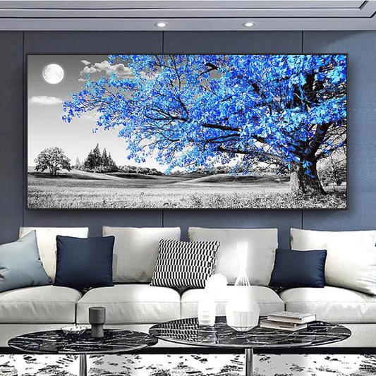 Canvanation 70x140cm Poster Arbre De Vie Murmures de la Forêt Bleu