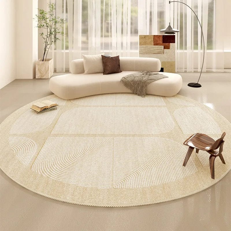 Canvanation 1 / Diametre 110cm-43in Tapis De Salon Rond Beige Salon
