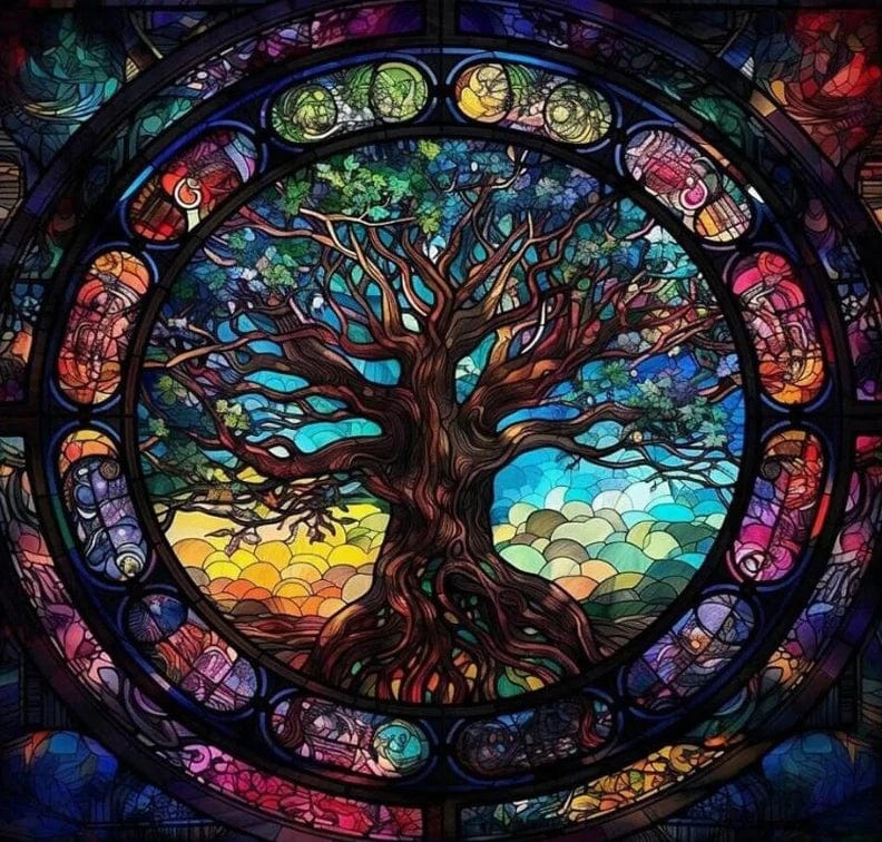 Canvanation 3 / 15x15cm Sans Cadre Poster Vivant De l'Arbre de Vie aux mille nuances