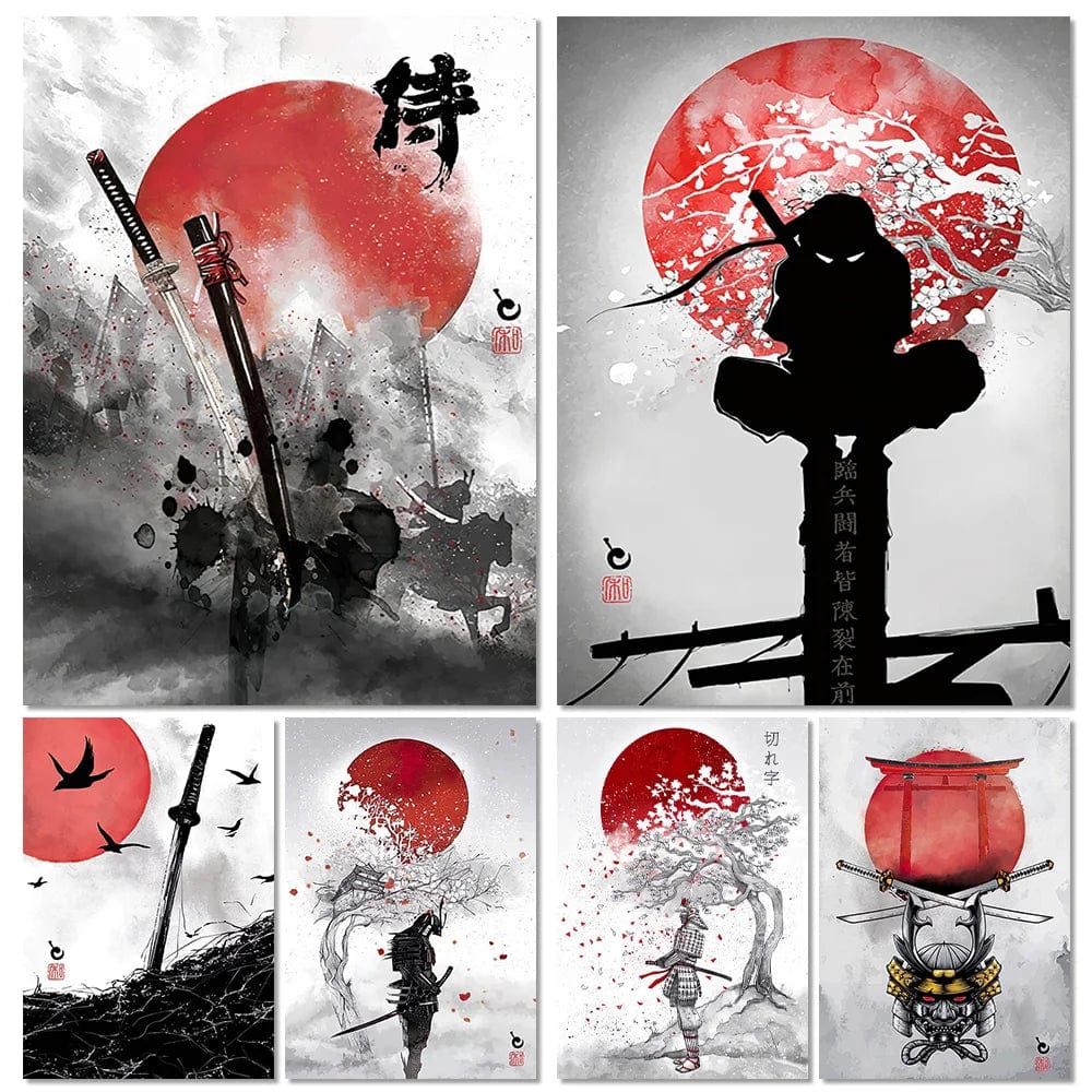 Canvanation Affiche Japonais Art Mural De Style Samouraï à L'encre