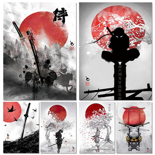 Canvanation Affiche Japonais Art Mural De Style Samouraï à L'encre