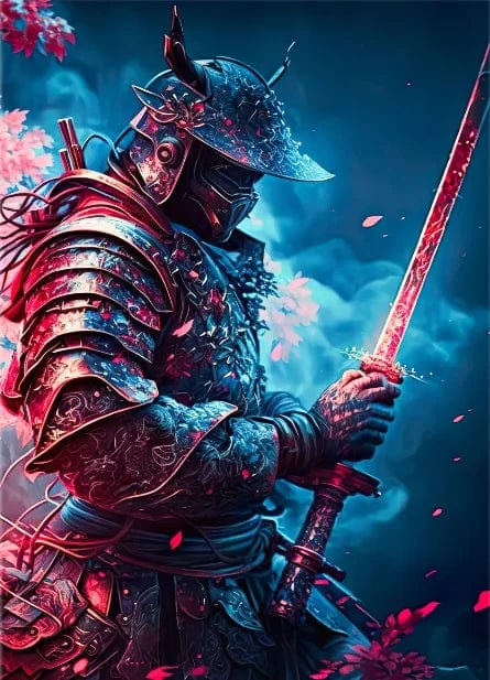 Canvanation Clear / 55x80cm Affiche Japonais Samurai Sakura Guerrier Coucher De Soleil