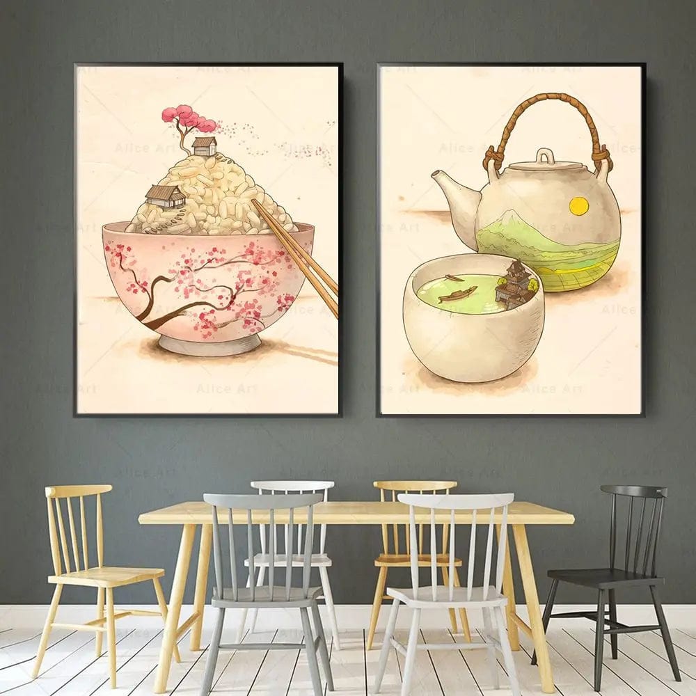 Canvanation Japonais Nourriture Poster Sushi Ramen Thé