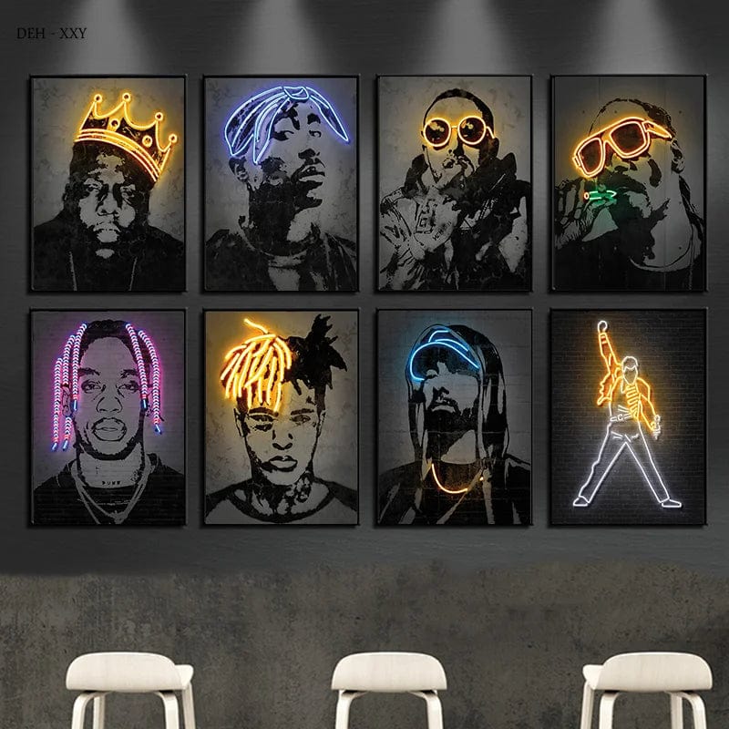 Canvanation Affiche Abstrait Neon Rap Star