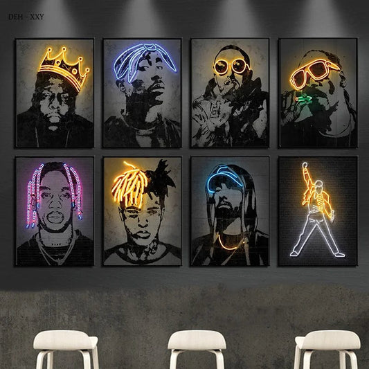 Canvanation Affiche Abstrait Neon Rap Star