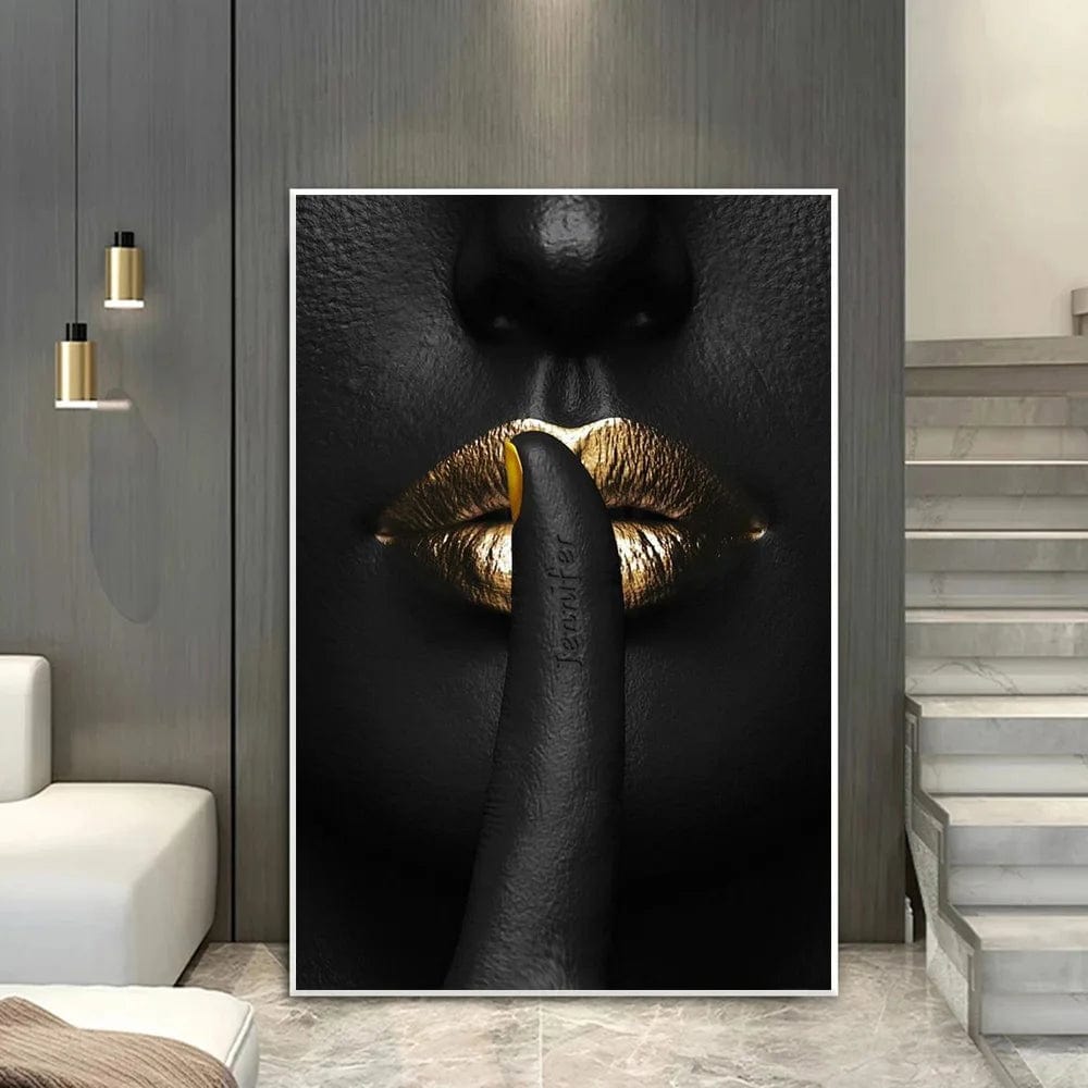Canvanation Affiche Doigt Femme Africaine Or Peinture Lêvres