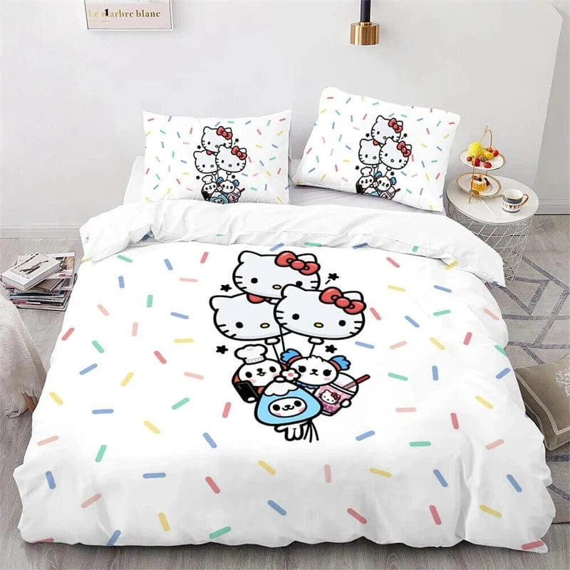 Canvanation E / US 203x228cm 3PCS Housse De Couette - Kawai Hello Kitty