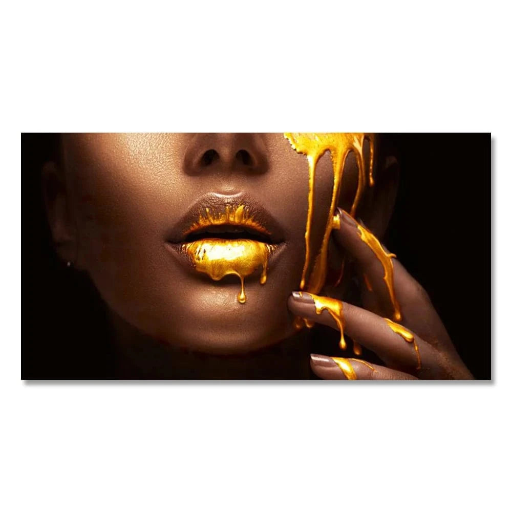 Canvanation Style 2 / 40x80 cm Affiche Femme Lèvre Doré