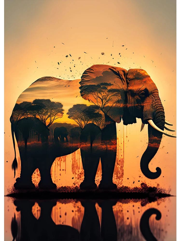 Canvanation G / 40x50cm Affiche Abstrait Elephant Coucher De Soleil