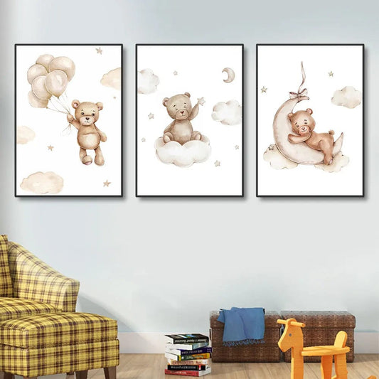 Canvanation Affiche Ours 3PCS Chambre D'Enfant