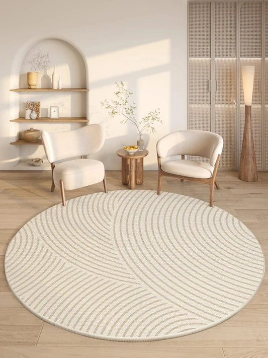 Canvanation E / 200x200CM Tapis Rond Moderne à Rayures – Super Doux Et Résistant Au Temps