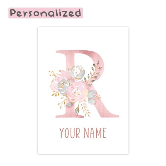 Canvanation Letter R / 40x60cm Affiche Prénom Personnalisé Pour Chambre Fille