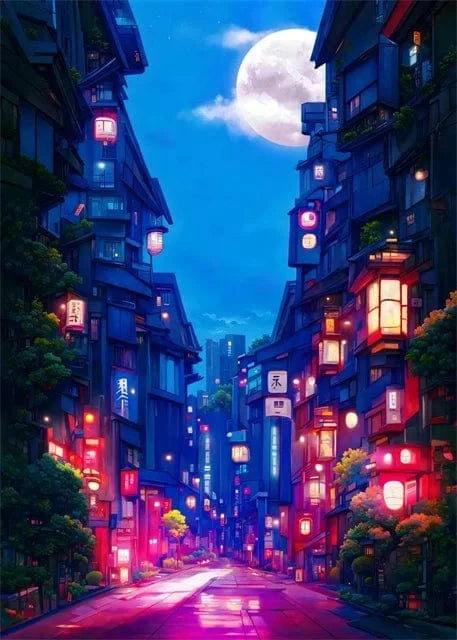 Canvanation grey / 50x70cm Affiche Paysage Japonais De Rue