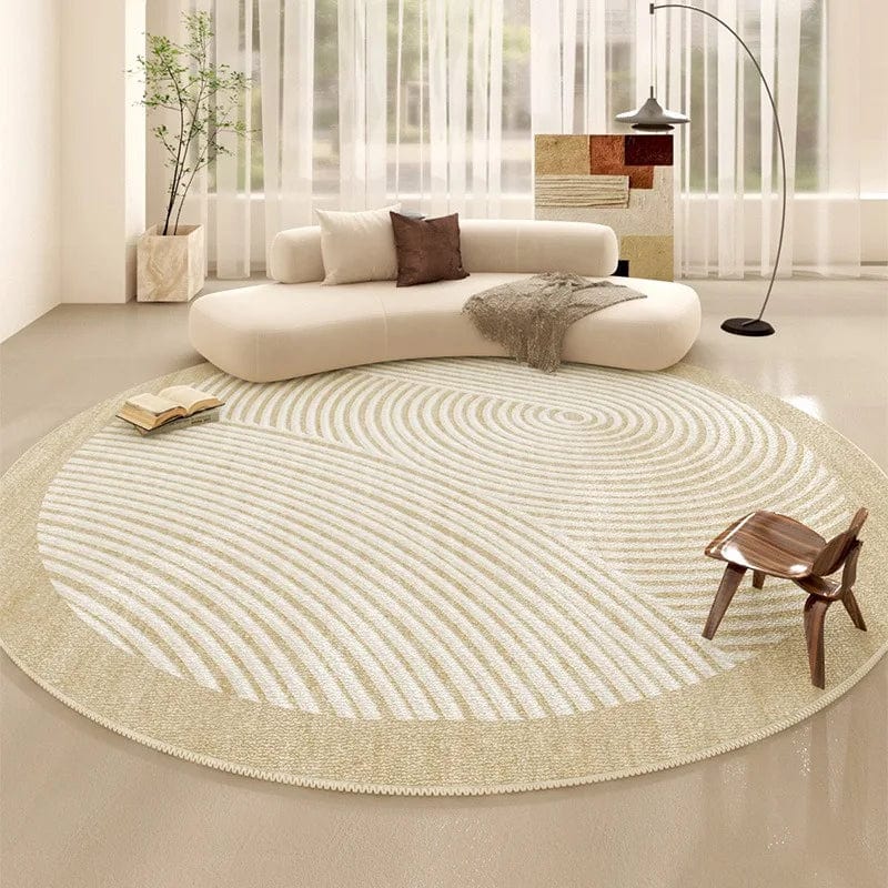 Canvanation 7 / Diametre 120cm-47in Tapis De Salon Rond Beige Salon