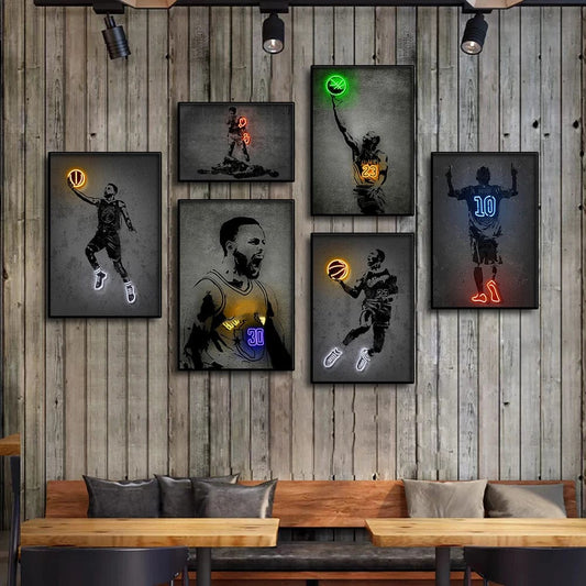 Canvanation Affiche Basketball Neon