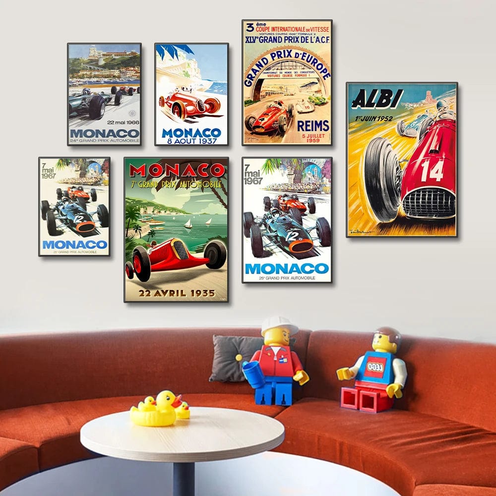 Canvanation Affiche Vintage Voiture Monaco Prix F1