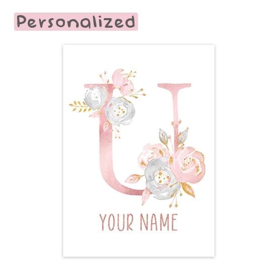 Canvanation Letter U / 40x60cm Affiche Prénom Personnalisé Pour Chambre Fille