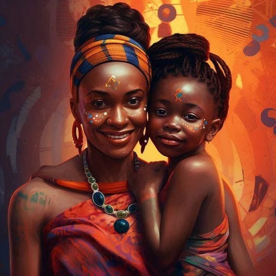 Canvanation PF30681 / 50x50cm Affiche Africain Femmes Et Enfants