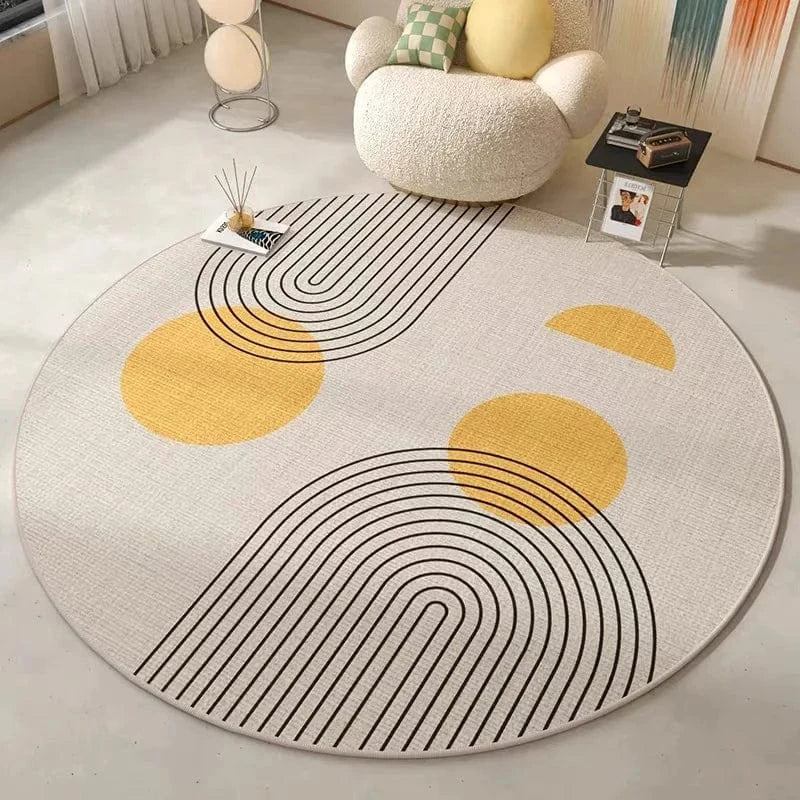 Canvanation SJR 2 / 120X120CM Tapis De Salon Rond - Style Bohème En Velours Cristal Super Doux
