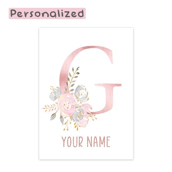 Canvanation Letter G / 40x60cm Affiche Prénom Personnalisé Pour Chambre Fille