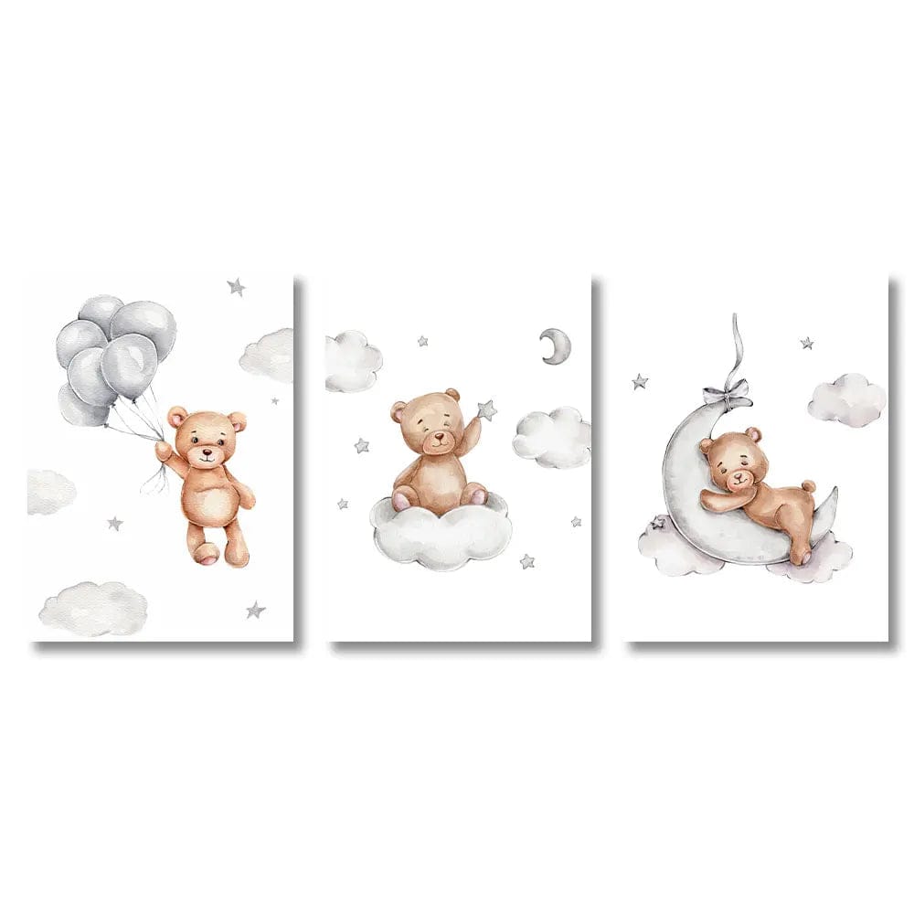 Canvanation 3PCS / 21x30cm Affiche Ours 3PCS Chambre D'Enfant