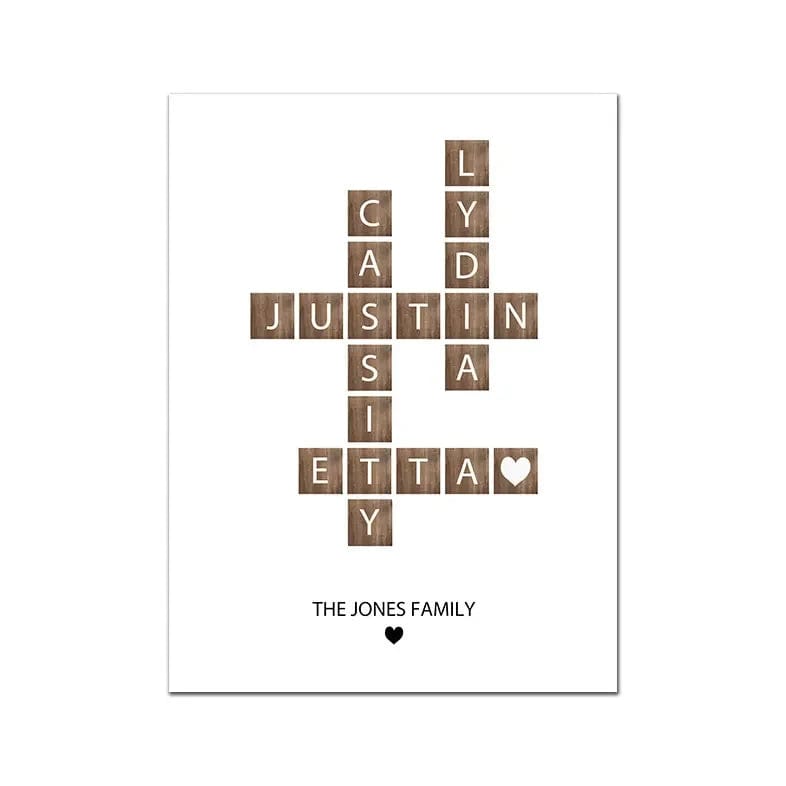 Canvanation 2 / 40x60cm Sans Cadre Poster Personnalisé Du Nom De Famille Scrable