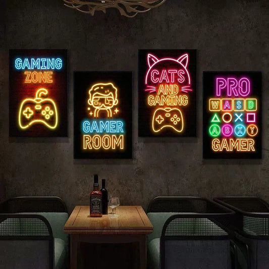 Canvanation Affiche Neon Art Gaming Zone