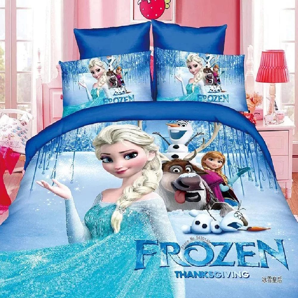 Canvanation 6 / Single(3pcs) 150 x 200 cm Housse De Couette - Disney Frozen Elsa Raiponce Princess Fille Garçon