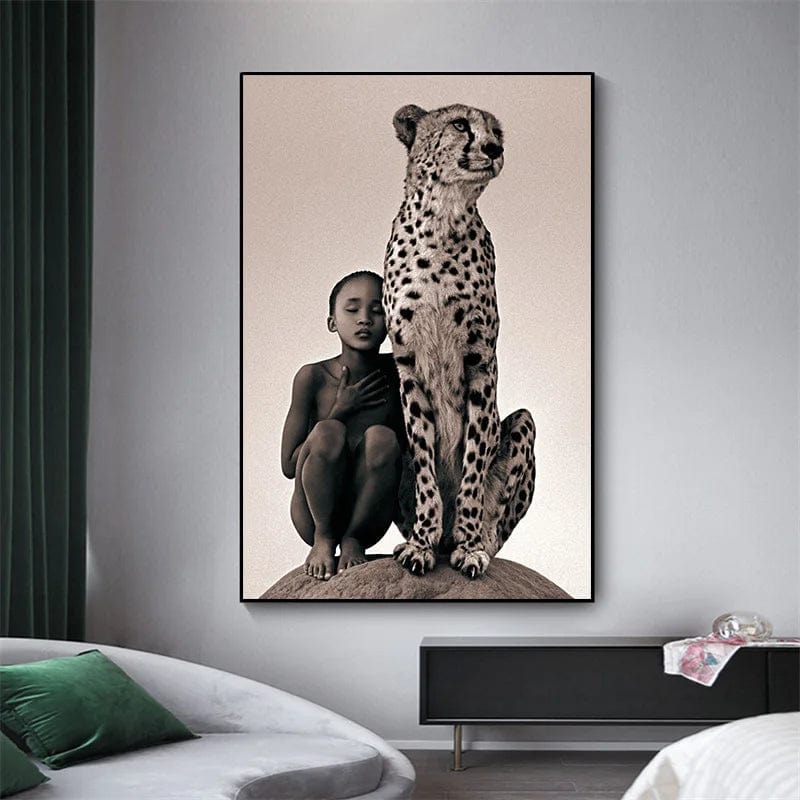 Canvanation Affiche Moderne Africaine Garçon Et Guépard