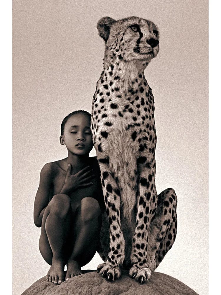 Canvanation A / 40x50cm Affiche Moderne Africaine Garçon Et Guépard