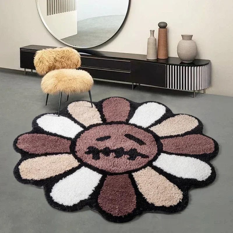 Canvanation Marron / 60cm Tapis De Chambre - Aesthetic Sunflower Noir Et Marron