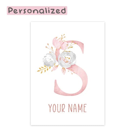 Canvanation Letter S / 40x60cm Affiche Prénom Personnalisé Pour Chambre Fille