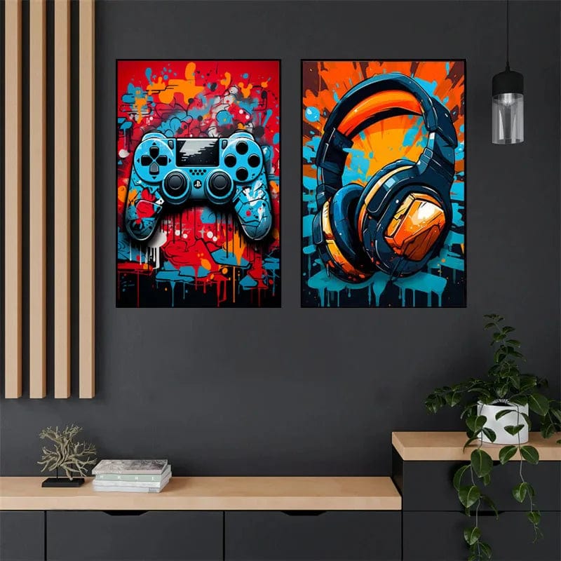 Canvanation Affiche Chambre Gaming Manette Et Casque