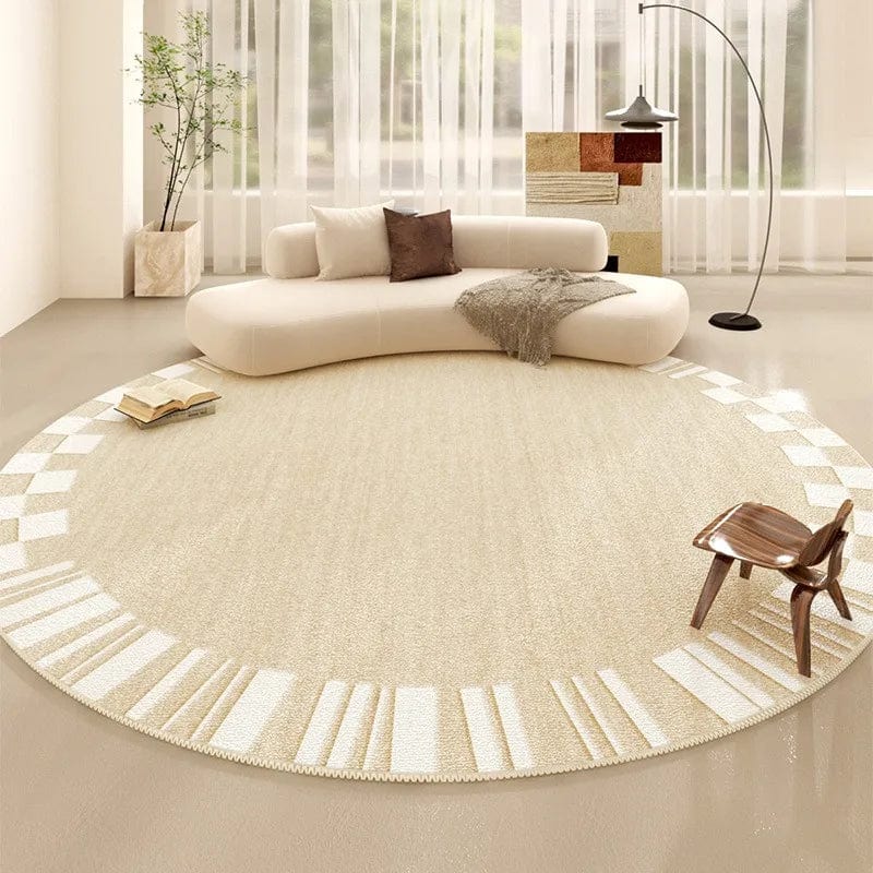 Canvanation 3 / Diametre 110cm-43in Tapis De Salon Rond Beige Salon