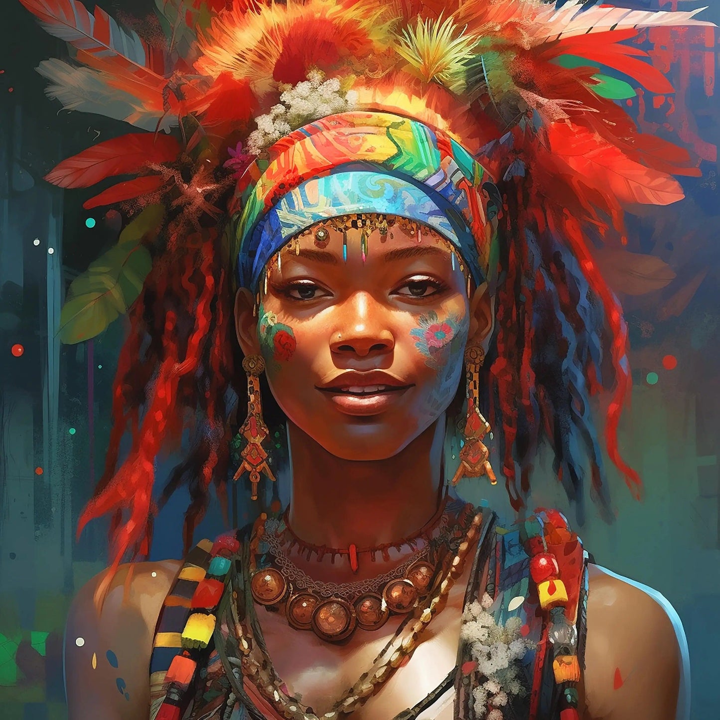 Canvanation PF 40513 / 80x80cm Affiche Femme Africaine Coloré