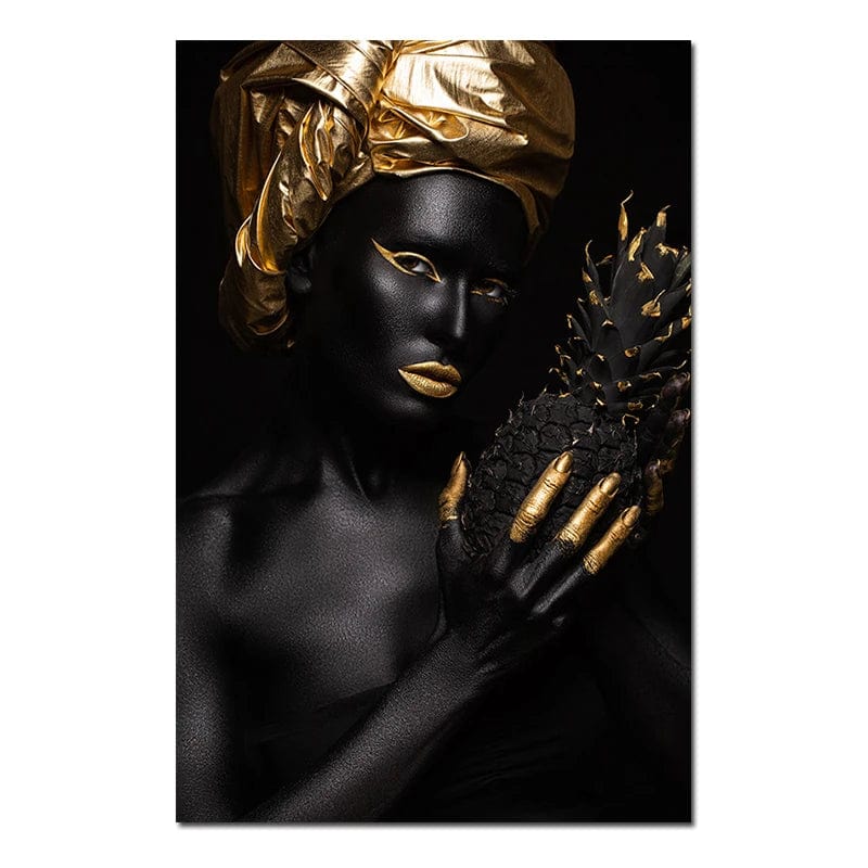 Canvanation PF 578A / 58x90CM Affiche Femme Africaine Noir Or