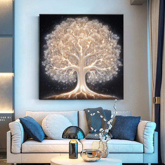 Canvanation Poster Symphonie en Blanc: L'Arbre de Vie Éternel