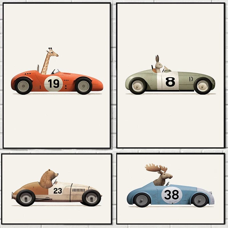 Canvanation Affiche Voiture Drôle Anime Animaux
